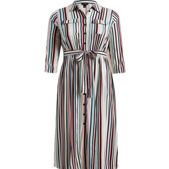 NEW‎ TORRID Midi Shirt Dress Plus Size 2X Stretch Challis Button Front Stripes - Picture 5 of 10